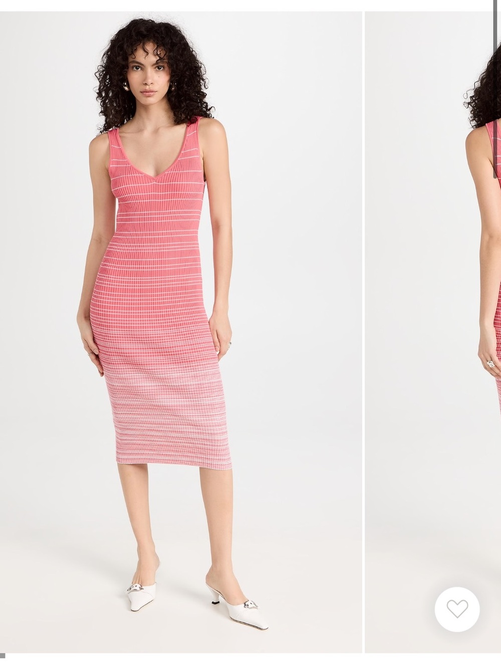 STAUD Dana Dress in Pink Ribbed Striped Ombré Knit Dress Size Medium